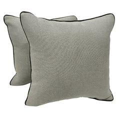 Light Gray Pillow Covers with Black Piping (Set of 2, 16×16)