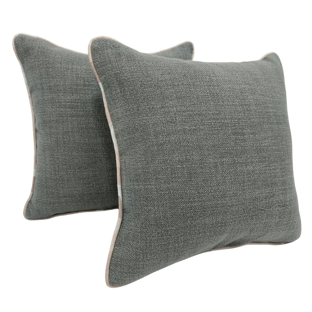 Grey Accent Pillows with White Edge Detailing (16x16, Set of 2) | ZIPCushions