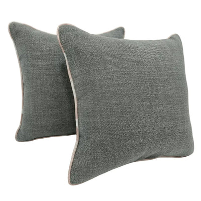 Grey Accent Pillows with White Edge Detailing (16x16, Set of 2)