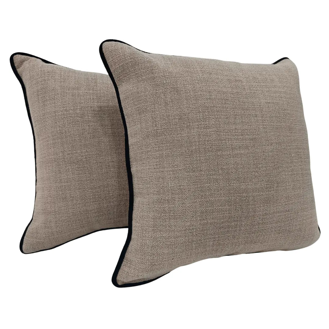 Elegant Beige Pillow Covers with Piping (18x18, Set of 2) | ZIPCushions