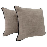 Elegant Beige Pillow Covers with Piping (18x18, Set of 2)