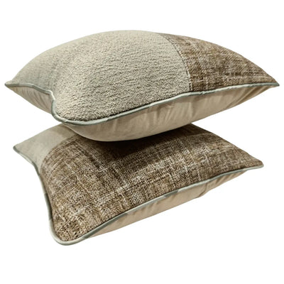 Textured Beige and Brown Pillow Covers (Set of 2, 16×16) - Alternate image