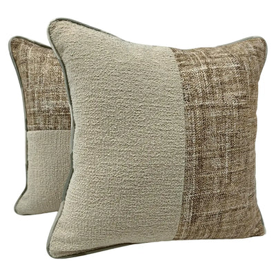 Textured Beige and Brown Pillow Covers (Set of 2, 16×16)