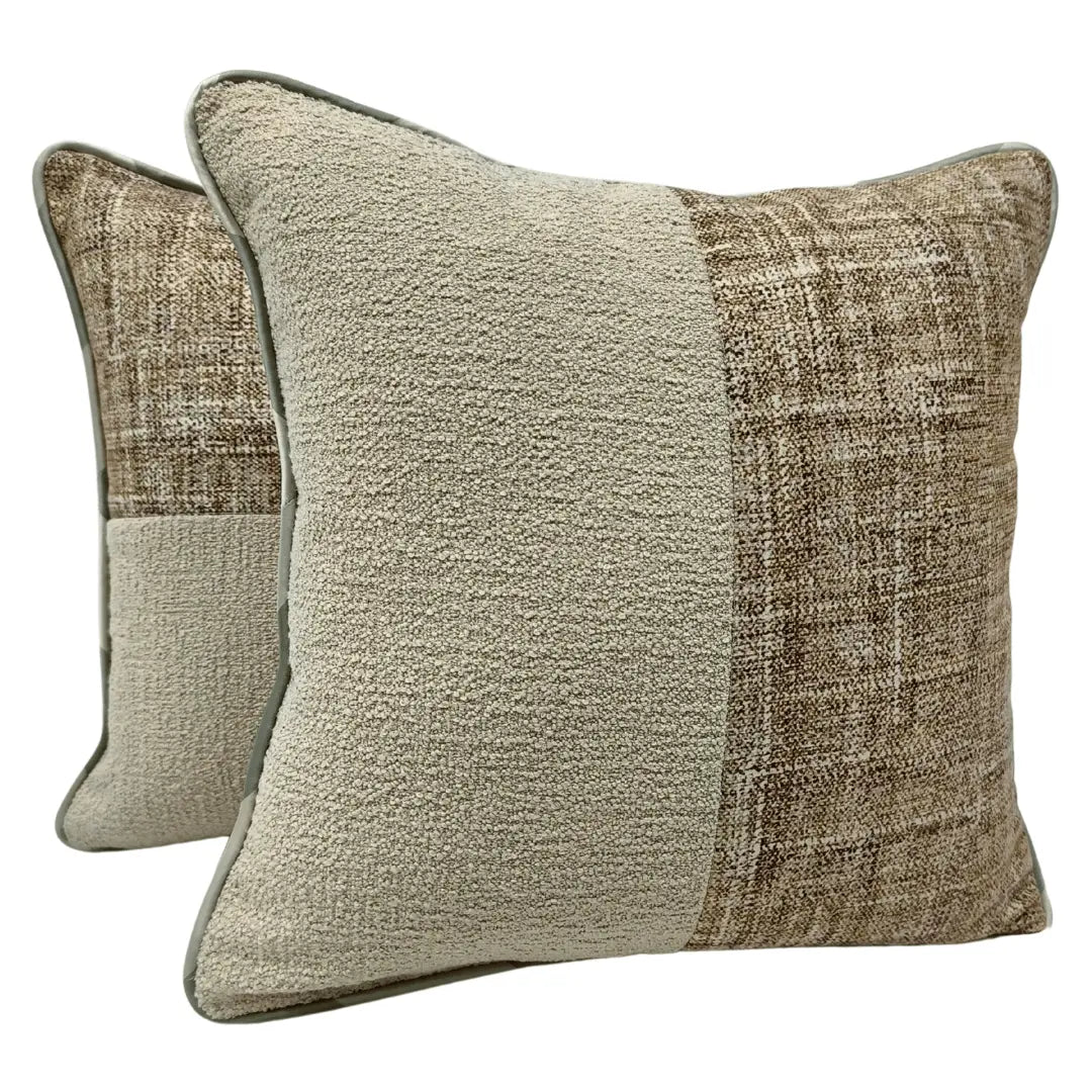 Textured Beige and Brown Pillow Covers (Set of 2, 16×16) | ZIPCushions