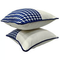 White and Blue Geometric Accent Pillow Covers (Set of 2, 16×16)