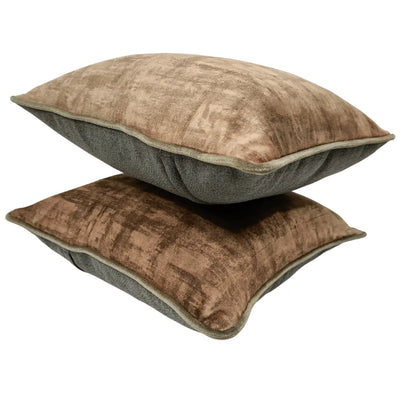 Brown Textured Velvet Pillow Covers (Set of 2, 16×16) - Alternate image