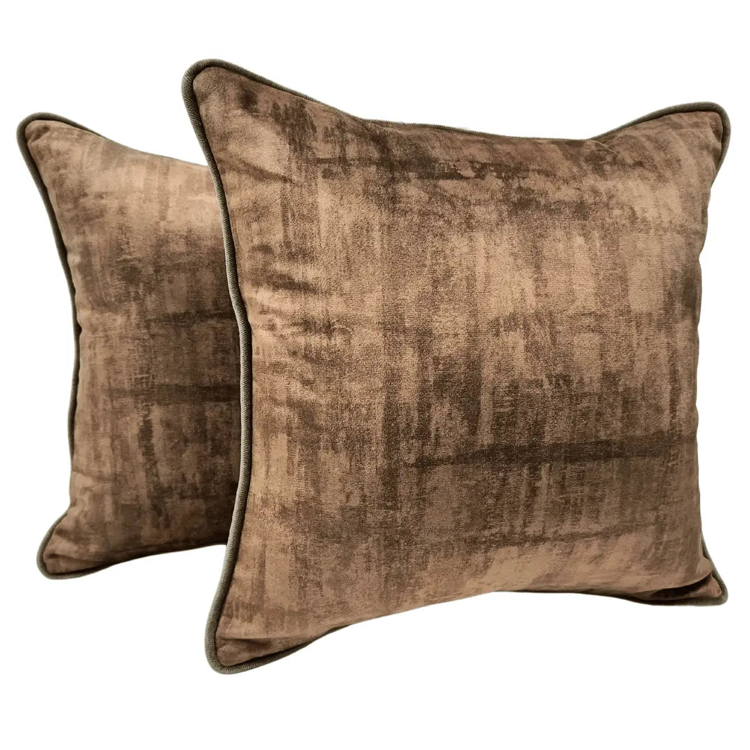 Brown Textured Velvet Pillow Covers (Set of 2, 16×16) |  ZIPCushions