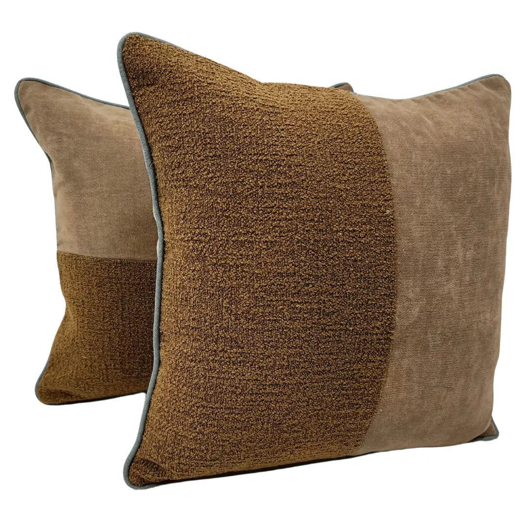 Brown Chenille and Bouclé Pillow Covers (Set of 2, 16×16) | ZIPCushions