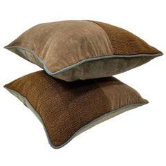 Brown Chenille and Bouclé Pillow Covers (Set of 2, 16×16) - Hover Image