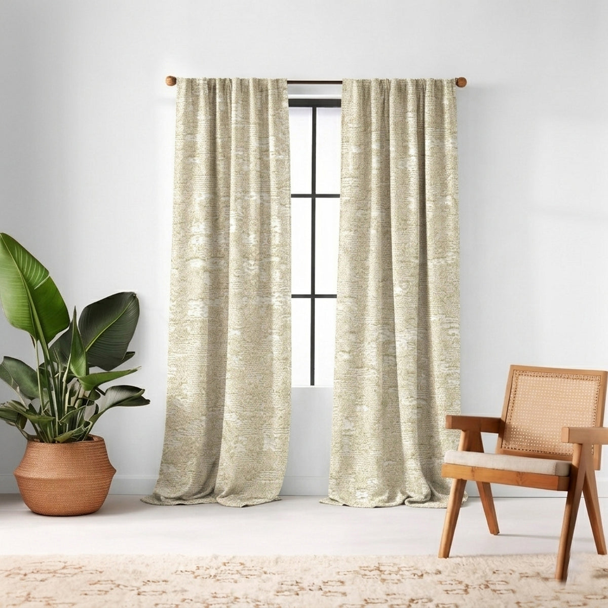 Custom Almond Concert Textured Curtain - view 2