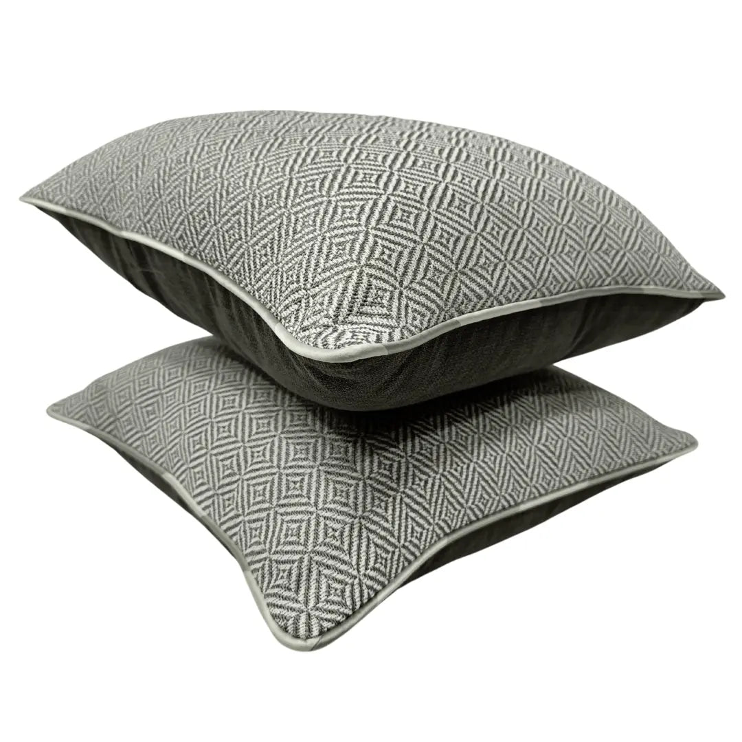 Gray Geometric Pattern Pillow Covers (Set of 2, 16×16) |  ZIPCushions