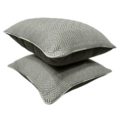 Gray Geometric Pattern Pillow Covers (Set of 2, 16×16) - Hover Image