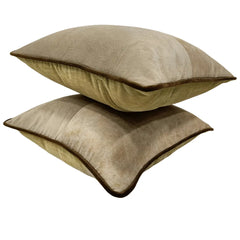 Golden Taupe Velvet Pillow Covers (Set of 2, 16×16) - Hover Image