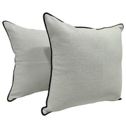 Elegant White Textured Pillow Covers with Piping (22x22, Set of 2) | ZIPCushions