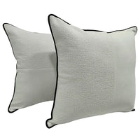 Elegant White Textured Pillow Covers with Piping (22x22, Set of 2)