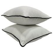 Elegant White Textured Pillow Covers with Piping (22x22, Set of 2) | ZIPCushions