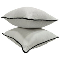 Elegant White Textured Pillow Covers with Piping (22x22, Set of 2)