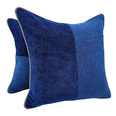 Royal Blue Velvet & Bouclé Pillow Covers (Set of 2, 16×16)