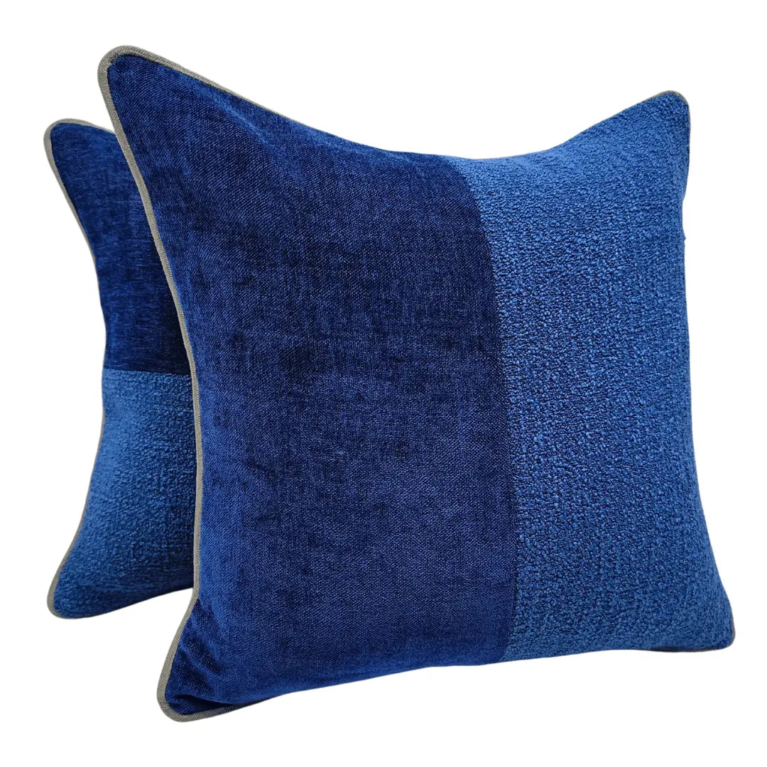 Royal Blue Velvet & Bouclé Pillow Covers (Set of 2, 16×16) | ZIPCushions
