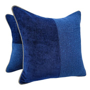Royal Blue Velvet & Bouclé Pillow Covers (Set of 2, 16×16) | ZIPCushions