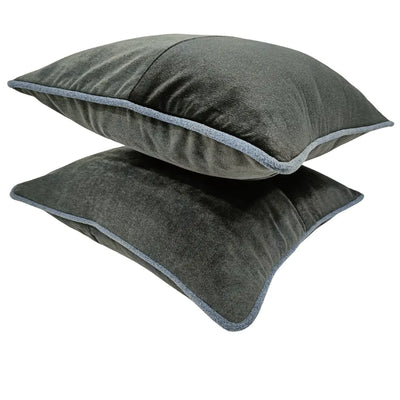 Deep Charcoal Patchwork Pillow Covers (Set of 2, 16×16) - Alternate image