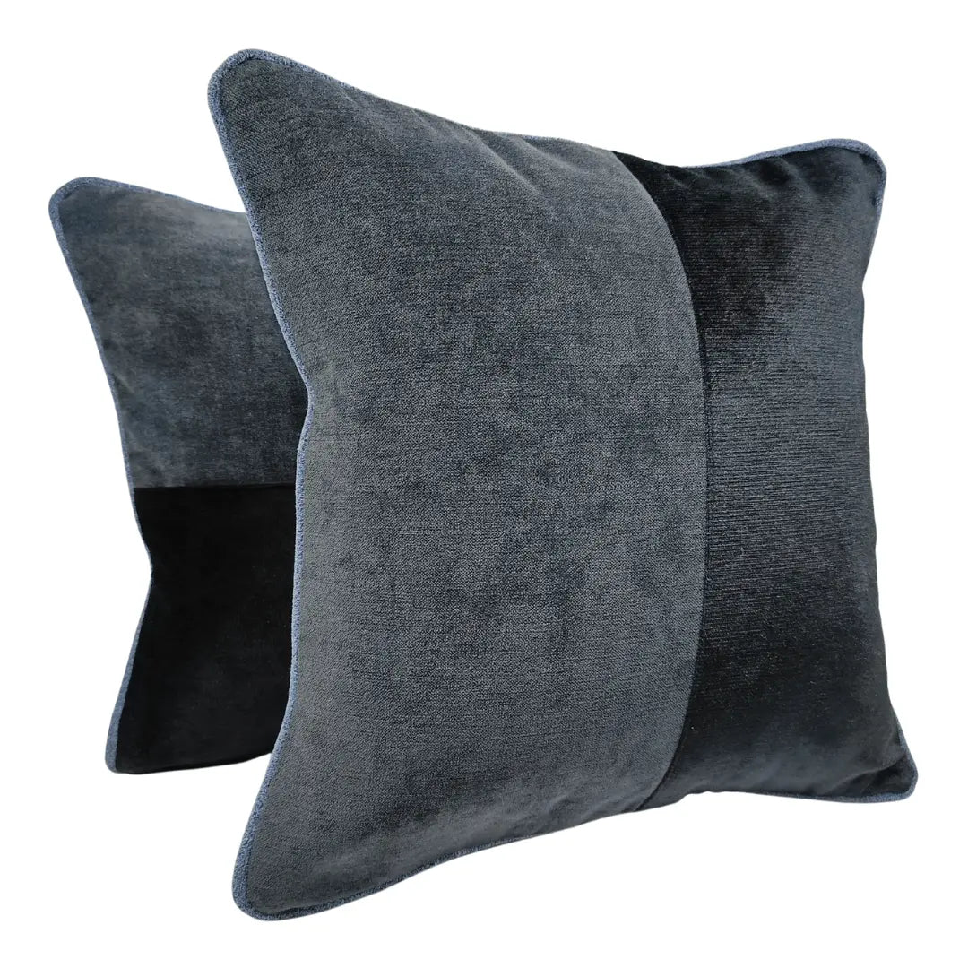 Deep Charcoal Patchwork Pillow Covers (Set of 2, 16×16) | ZIPCushions