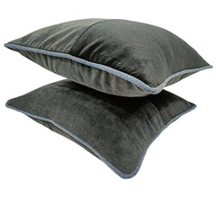 Deep Charcoal Patchwork Pillow Covers (Set of 2, 16×16) - Hover Image