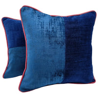 Blue Velvet Double Tone Pillow Covers (16x16, Set of 2)