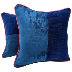Blue Velvet Double Tone Pillow Covers (16x16, Set of 2)