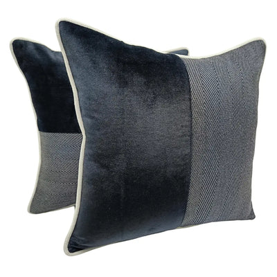 Black and Grey Herringbone Pillow Covers (16x16, Set of 2)