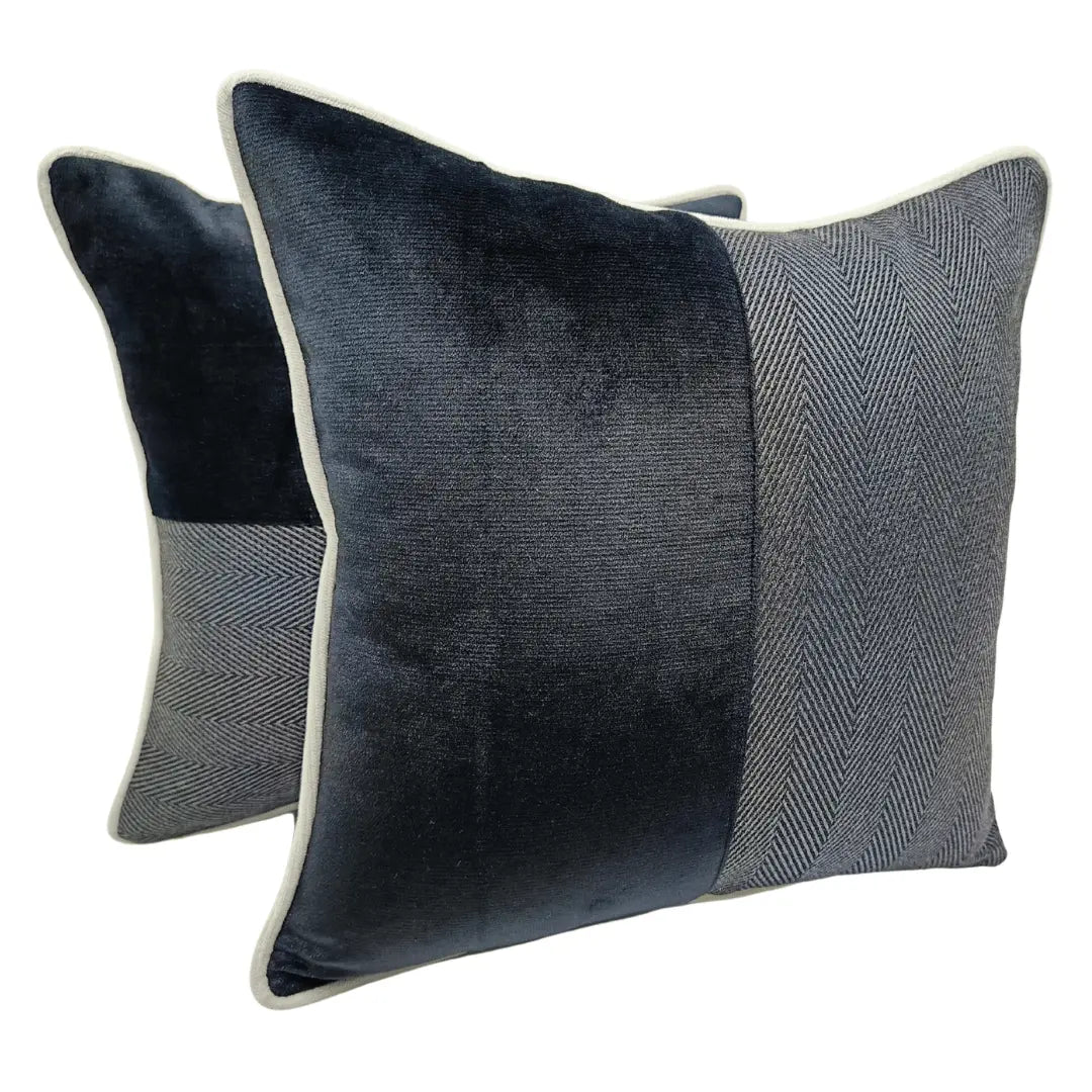 Black and Grey Herringbone Pillow Covers (16x16, Set of 2) | ZIPCushions