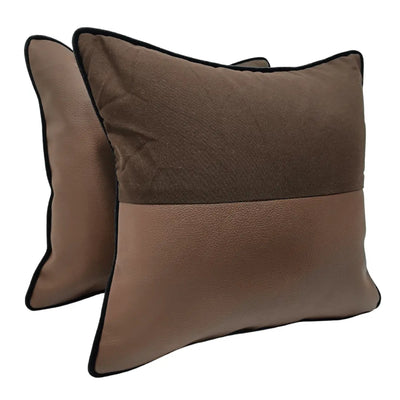 Brown and Black Double Tone Pillow Covers (16x16, Set of 2)