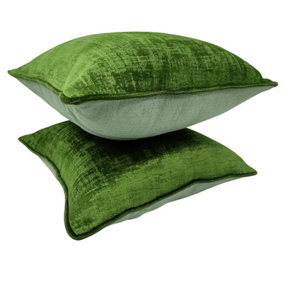 Green Velvet Double Tone Pillow Covers (16x16, Set of 2) - Alternate image