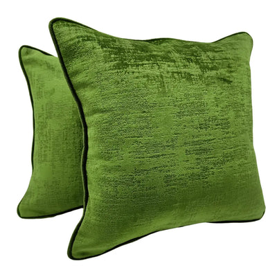 Green Velvet Double Tone Pillow Covers (16x16, Set of 2)