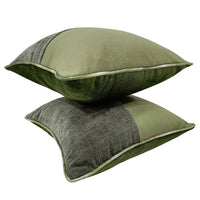 Green Velvet Dual Tone Pillow Covers (16x16, Set of 2)