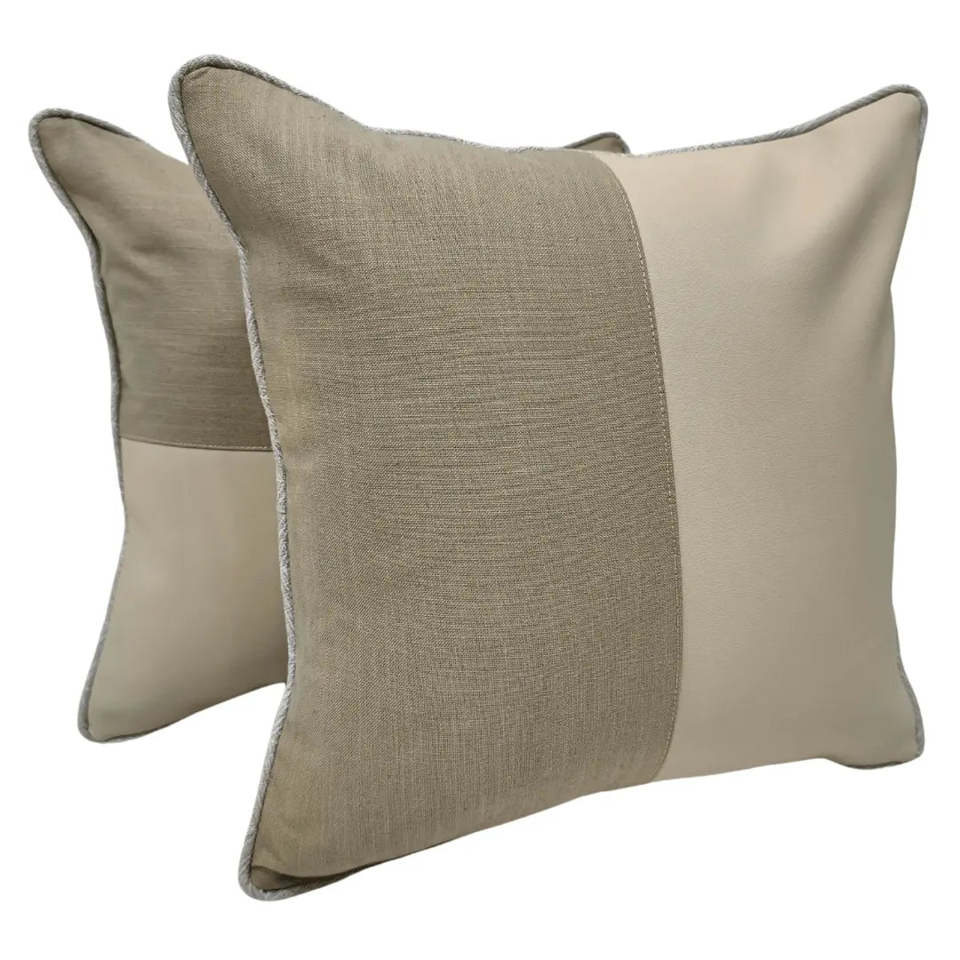 Beige & Taupe Dual-Tone Pillow Covers (16x16, Set of 2) | ZIPCushions