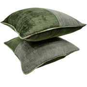 Emerald & Grey Velvet Accent Pillow Covers (16x16, Set of 2) | ZIPCushions