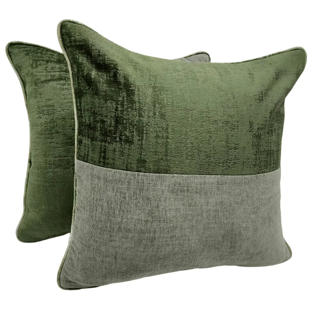 Emerald & Grey Velvet Accent Pillow Covers (16x16, Set of 2) | ZIPCushions