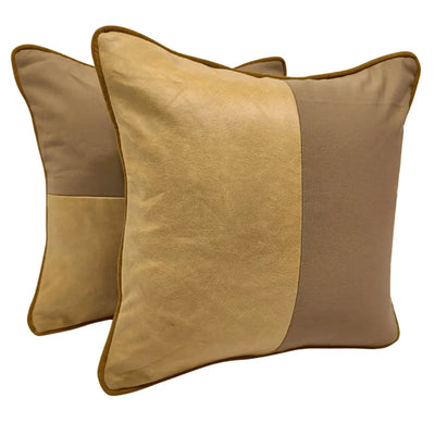 Mustard & Brown Dual-Tone Pillow Covers (16x16, Set of 2)