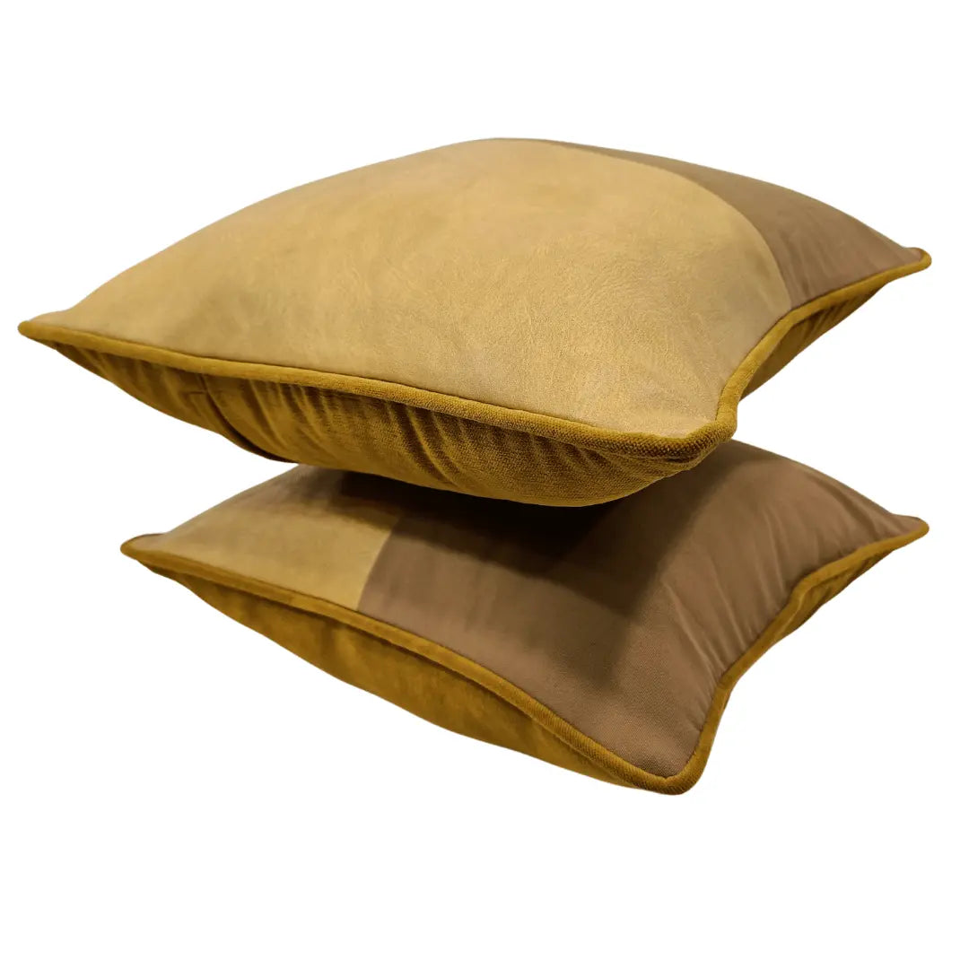 Mustard & Brown Dual-Tone Pillow Covers (16x16, Set of 2) |  ZIPCushions