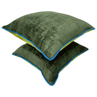 Green & Yellow Double Tone Pillow Covers (16x16, Set of 2) - Alternate image