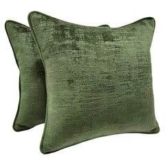 Olive Green Textured Pillow Covers (16×16, Set of 2)