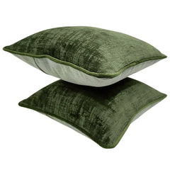 Olive Green Textured Pillow Covers (16×16, Set of 2) - Hover Image