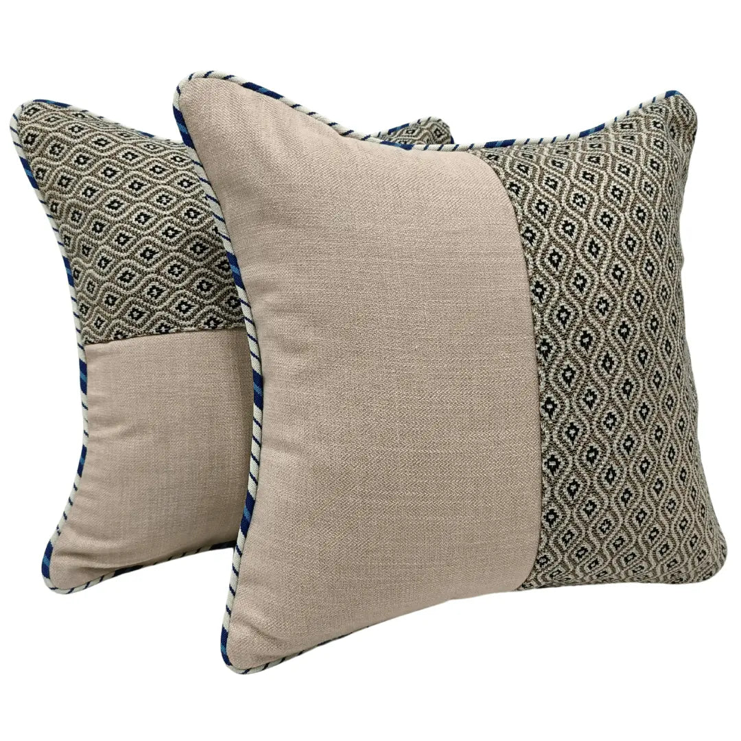 Beige and Geometric Patterned Pillow Covers (16×16, Set of 2) | ZIPCushions