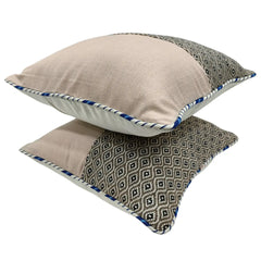 Beige and Geometric Patterned Pillow Covers (16×16, Set of 2) - Hover Image
