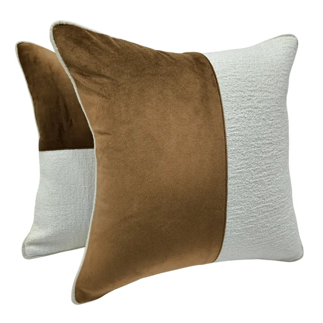 Caramel & Ivory Dual-Tone Pillow Covers (16×16, Set of 2) | ZIPCushions