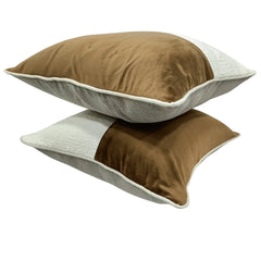 Caramel & Ivory Dual-Tone Pillow Covers (16×16, Set of 2) - Hover Image