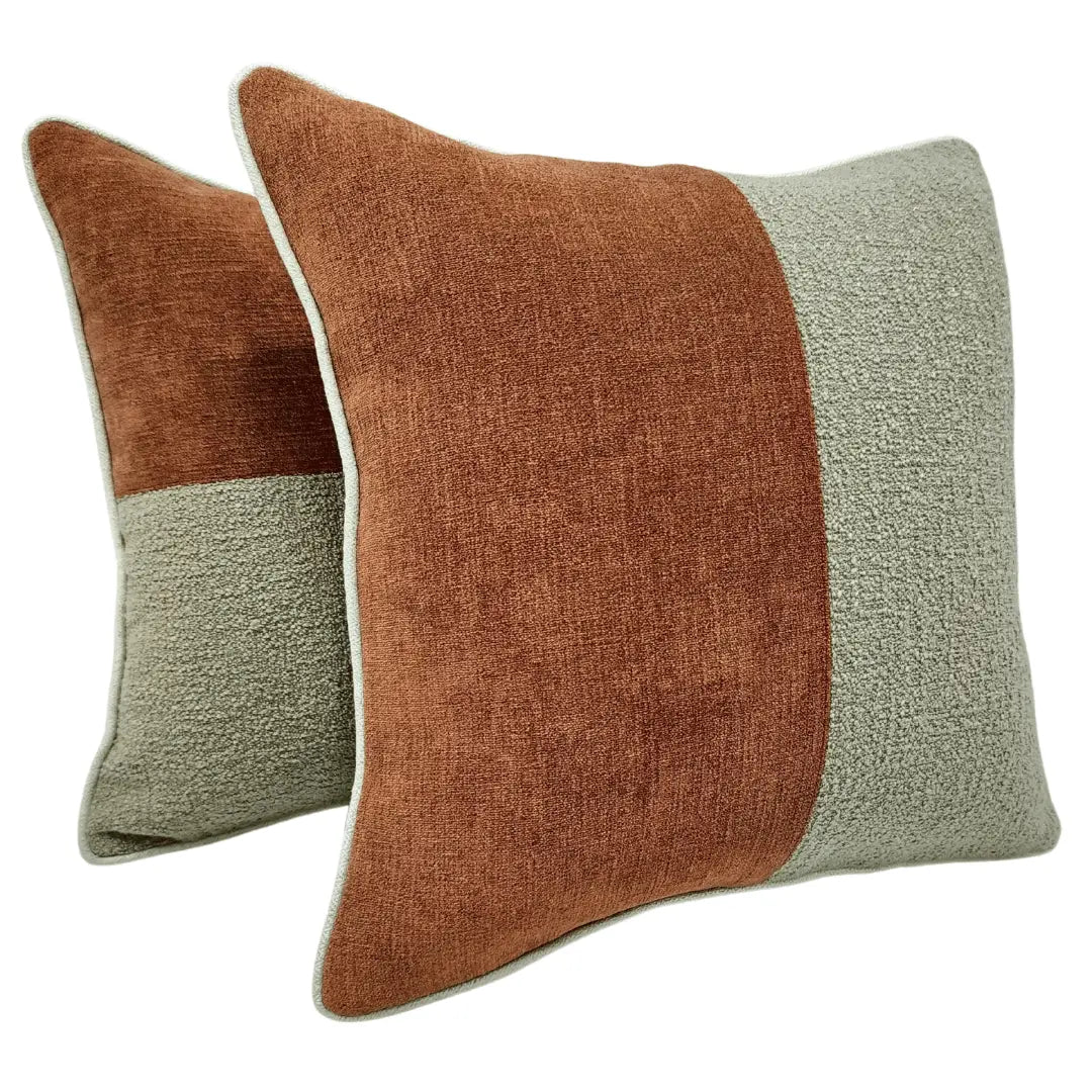 Rust & Taupe Textured Pillow Covers (16×16, Set of 2) | ZIPCushions