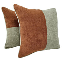 Rust & Taupe Textured Pillow Covers (16×16, Set of 2)