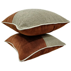 Rust & Taupe Textured Pillow Covers (16×16, Set of 2) - Hover Image